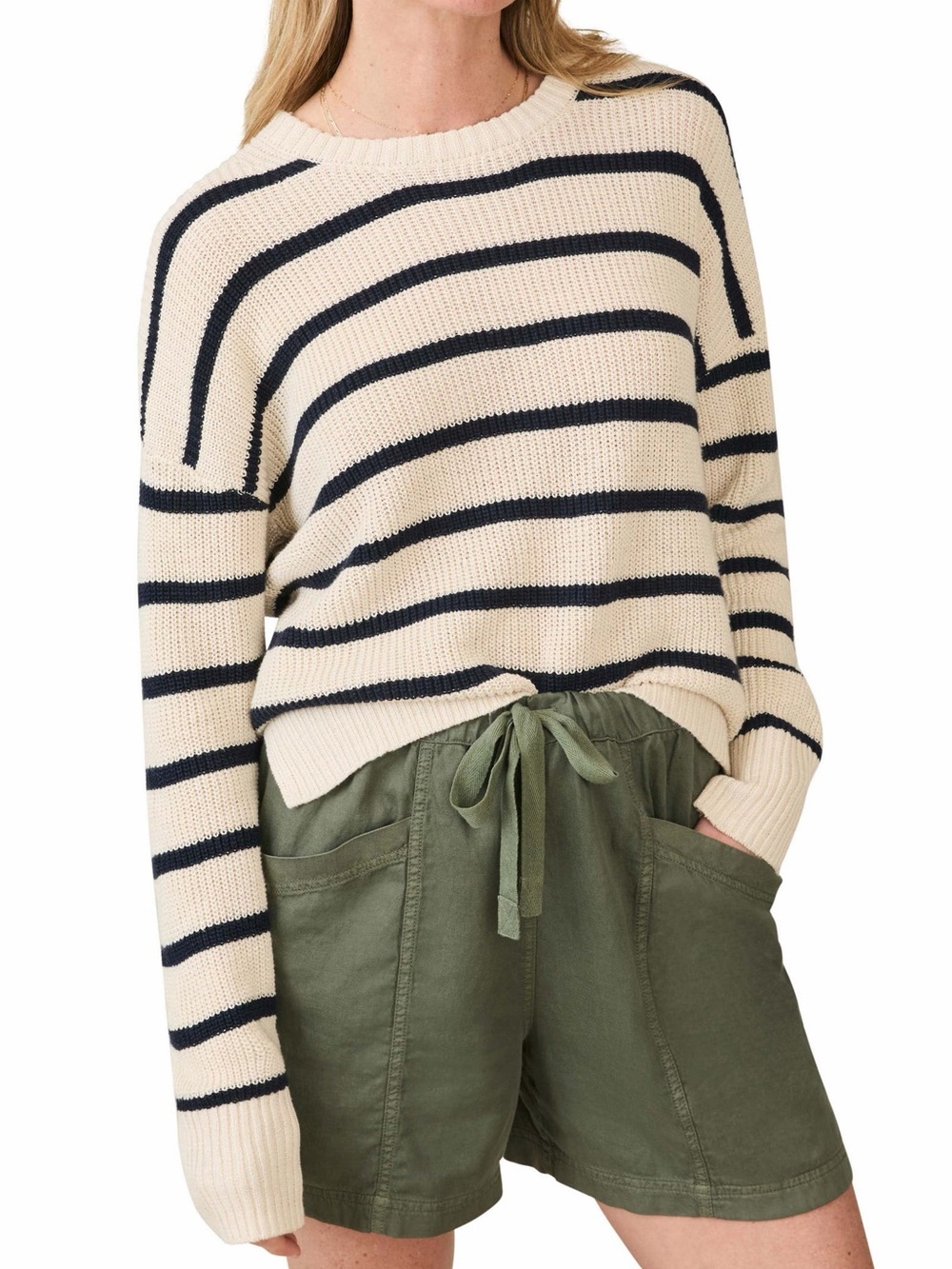 NWT Faherty Miramar Linen Crewneck Sweater Coastal Grandmother | Size Large